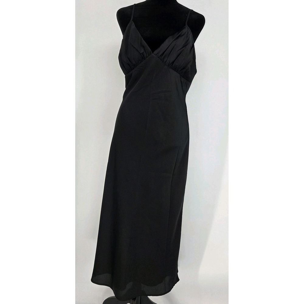 Abercrombie & Fitch Satin‎ Maxi Dress Medium Black Fully Lined - Picture 2 of 6